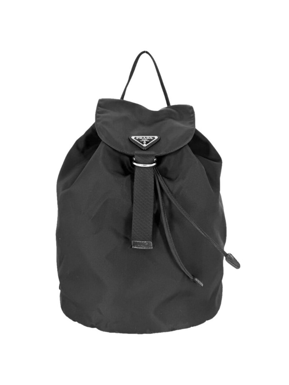 Prada Backpack Triangle Logo Nylon Black Silver